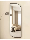 Black-framed arched mirror, all-copper frame, bathroom dressing mirror, modern and simple wall-mounted mirror Item Picture